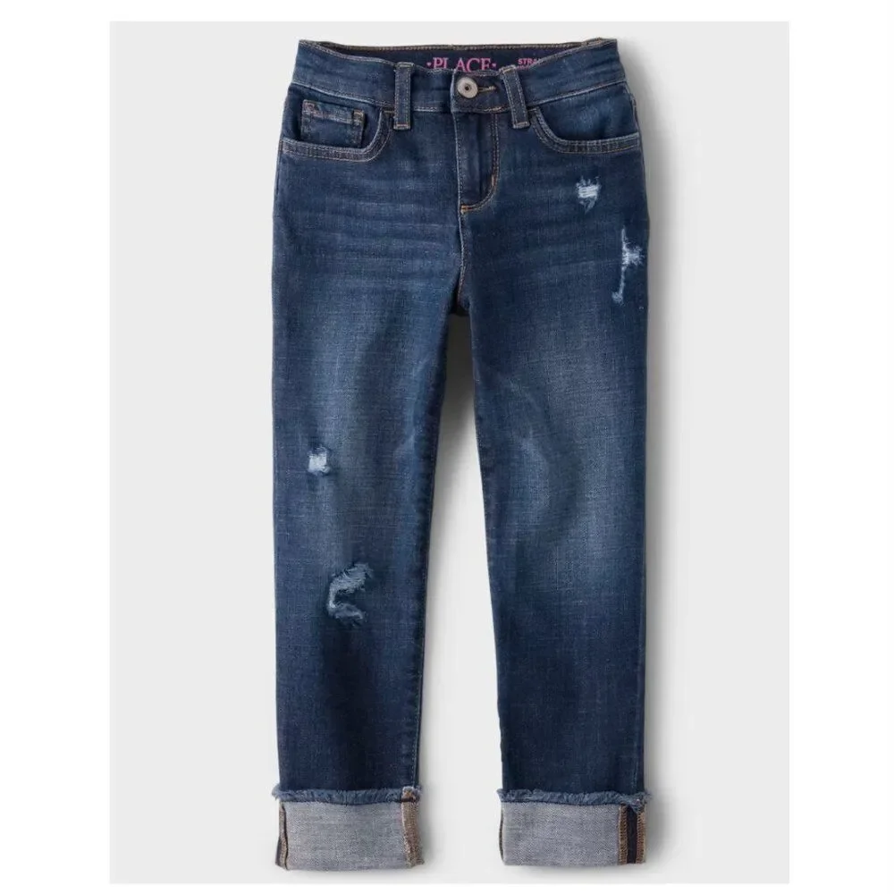 ‎Girls Roll Cuff‎ Straight Jeans - Size 6 - NWT ✨‎👖